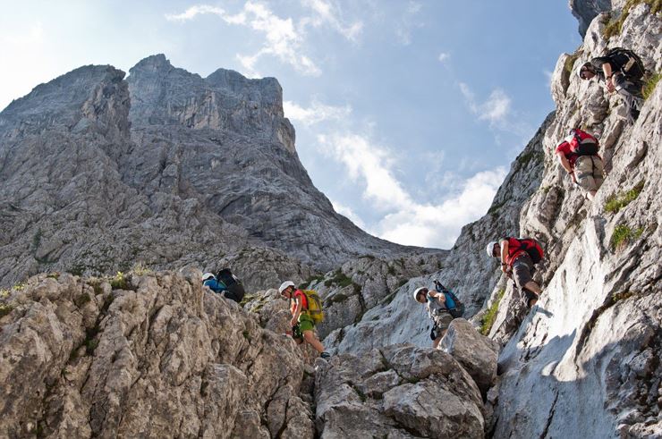 Crossing through the Ellmauer Tor via Eggersteig trail