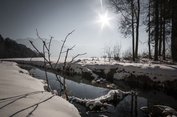 Winter walk along the Jennbach